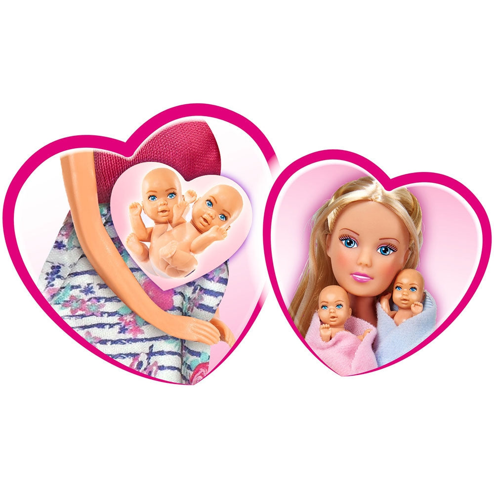 Papusa Simba Steffi Love Welcome Twins 29 cm cu accesorii - gogobaby.ro