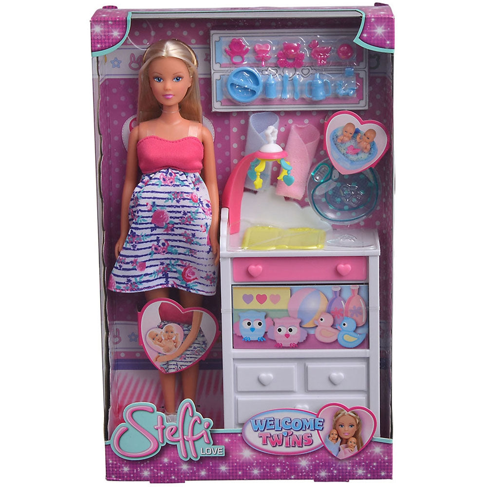 Papusa Simba Steffi Love Welcome Twins 29 cm cu accesorii - gogobaby.ro