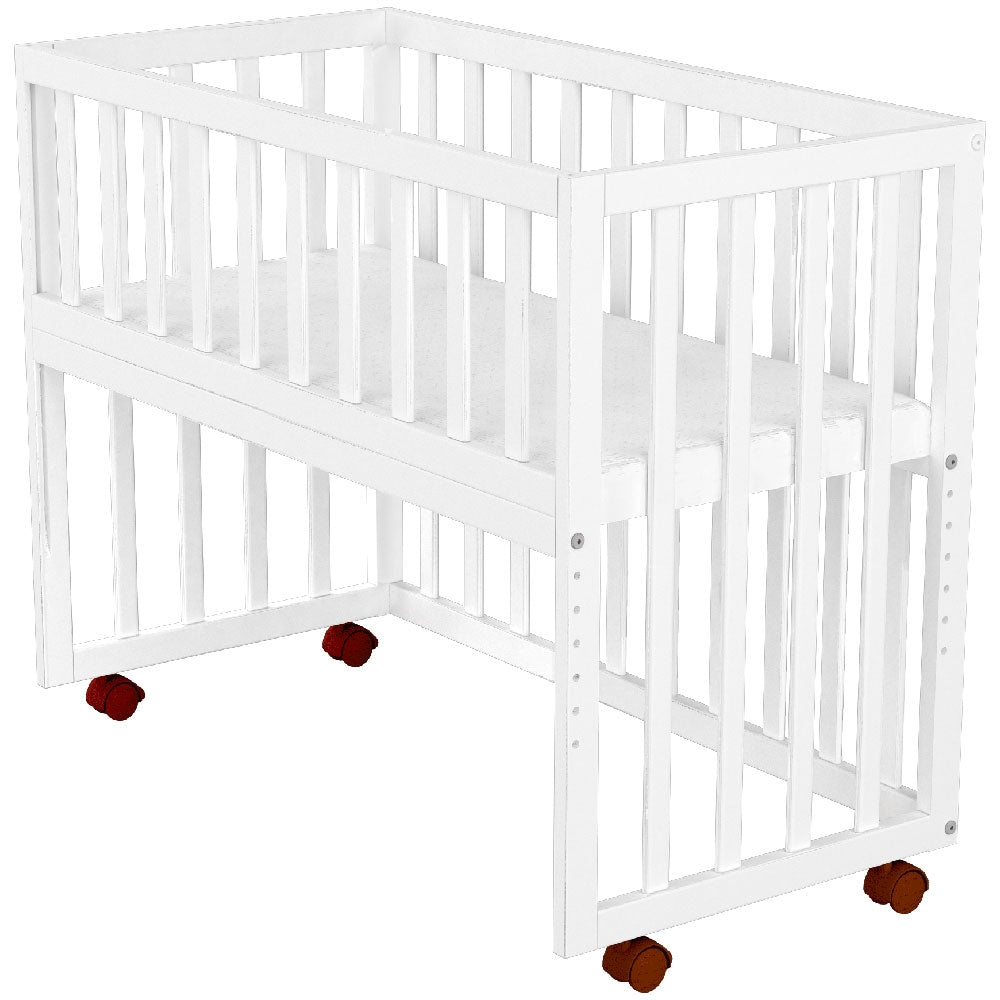 Patut copii din lemn co-sleeper Hubners Matei 94x46 cm alb - gogobaby.ro