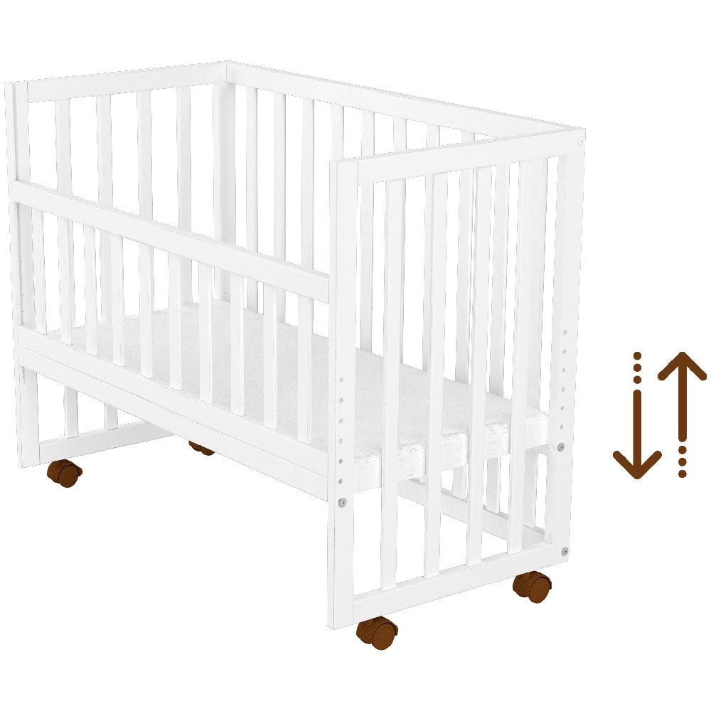 Patut copii din lemn co-sleeper Hubners Matei 94x46 cm alb - gogobaby.ro