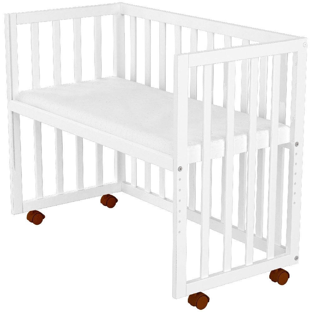 Patut copii din lemn co-sleeper Hubners Matei 94x46 cm alb - gogobaby.ro