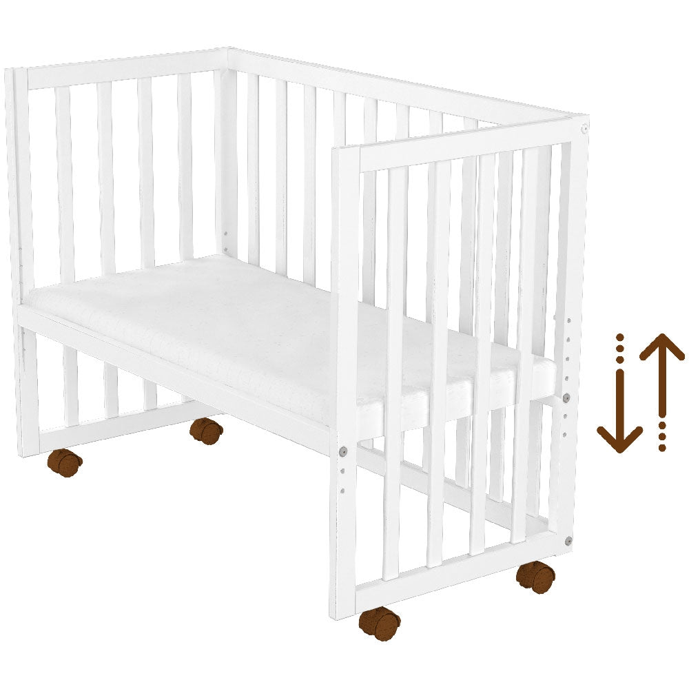 Patut copii din lemn co-sleeper Hubners Matei 94x46 cm alb - gogobaby.ro