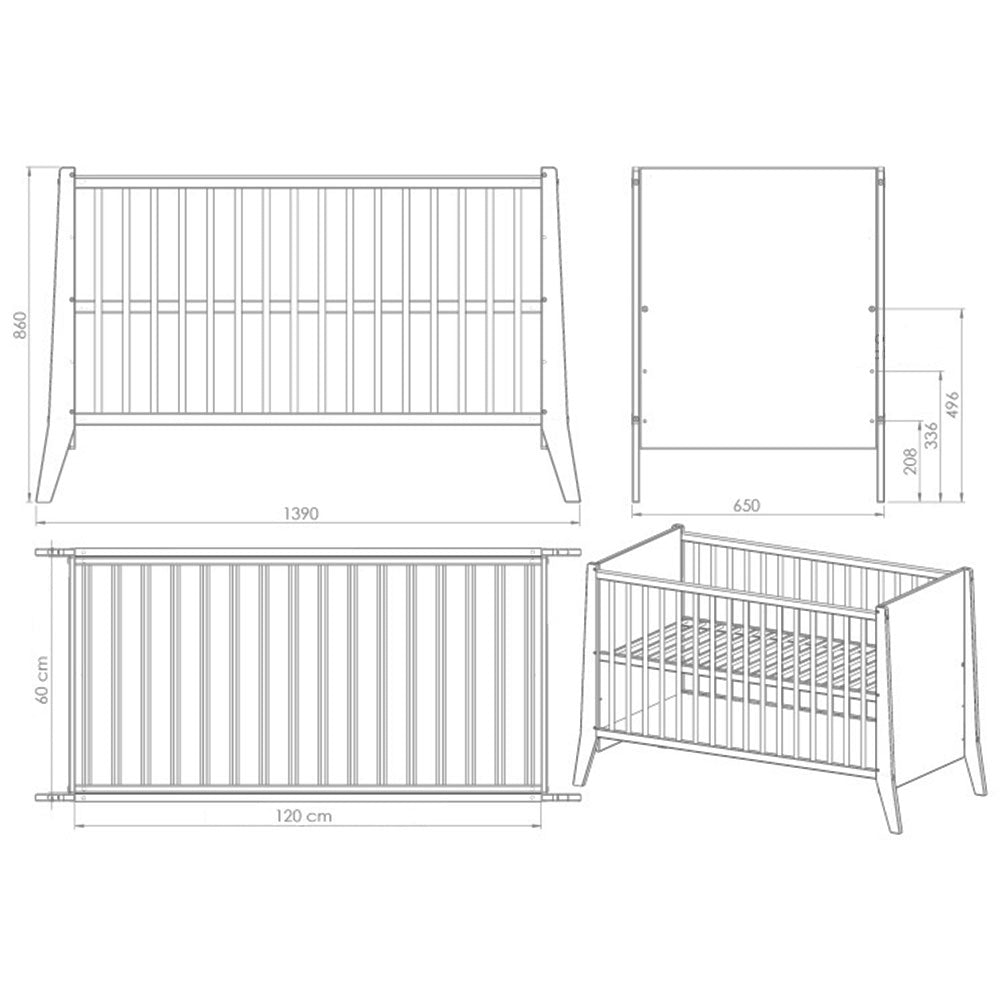 Patut copii din lemn Hubners Cosmo 120x60 cm alb - gogobaby.ro