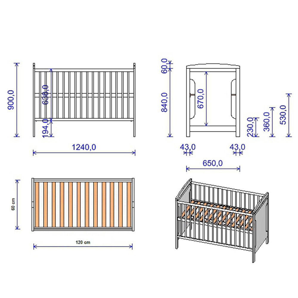 Patut copii din lemn Hubners Karly 120x60 cm alb - gogobaby.ro