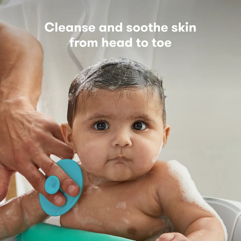 Perie de baie, FridaBaby, DermaFrida, Din silicon, Cu peri moi si bile de masaj, Pentru pielea sensibila, 0 luni+, Blue