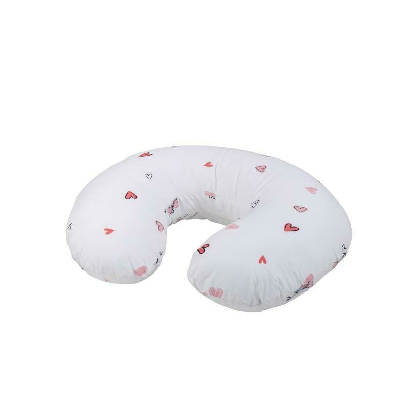 Perna alaptare, Bubaba, Cu husa detasabila, 70x60x18 cm, Kitties&Hearts/White - gogobaby.ro