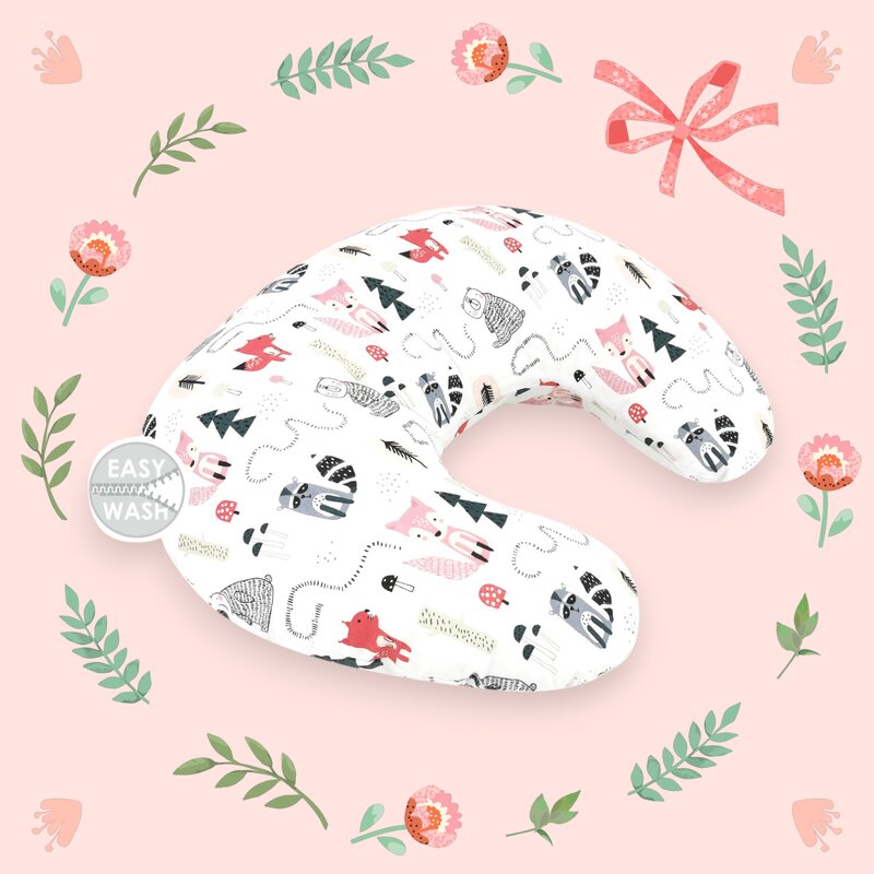 Perna pentru alaptat, MimiNu, Din bumbac certificat Oeko Tex Standard 100, Cu husa detasabila, Cu fermoar securizat, Circumferinta 155 cm, Fox - gogobaby.ro