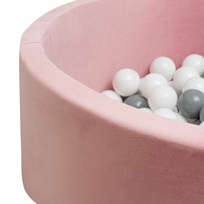 Piscina uscata, New Baby, Cu 150 de bile (Alb, gri), Din tesatura fina cu certificare Oeko-Tex Standard 100, Dimensiune 83 x 83 x 30 cm, Pink - gogobaby.ro