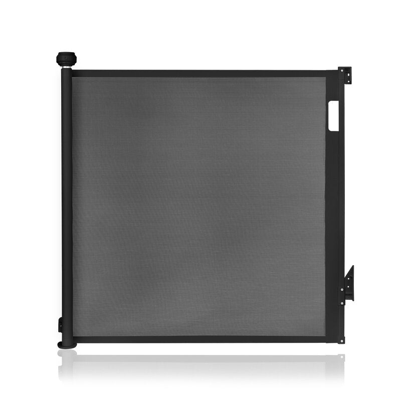 Poarta de siguranta, Lionelo, Thea, Cu suruburi, Textila, Retractabila, Mecanism dublu de blocare, Montaj universal, 80x140 cm, Conform cu standardul european de securitate EN1930, Negru - gogobaby.ro