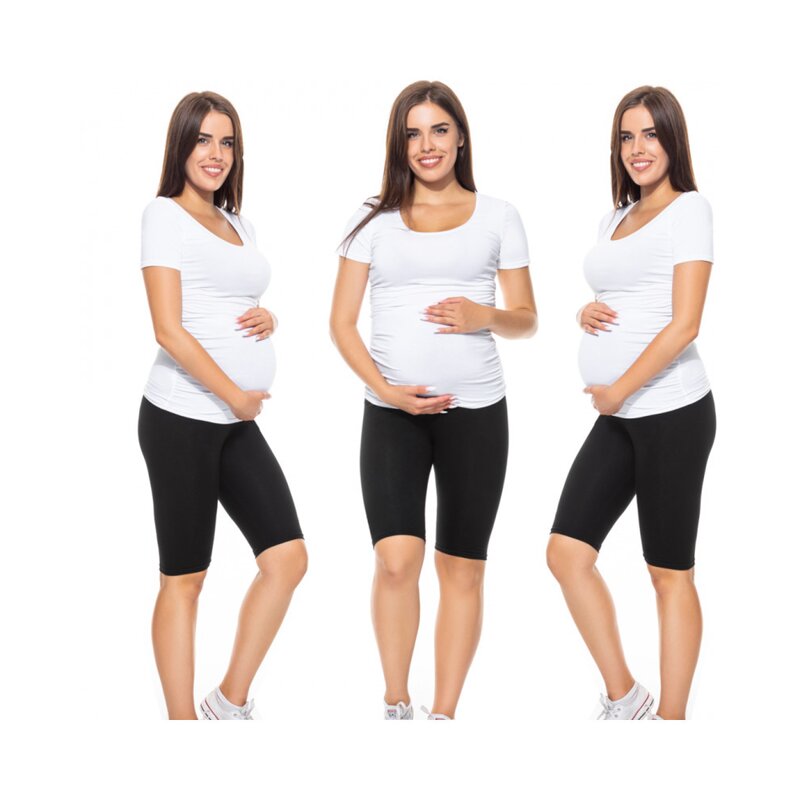 Colanti scurti, Qmini, Pentru gravide, Cu talie speciala, Din bumbac, Masura S, Black