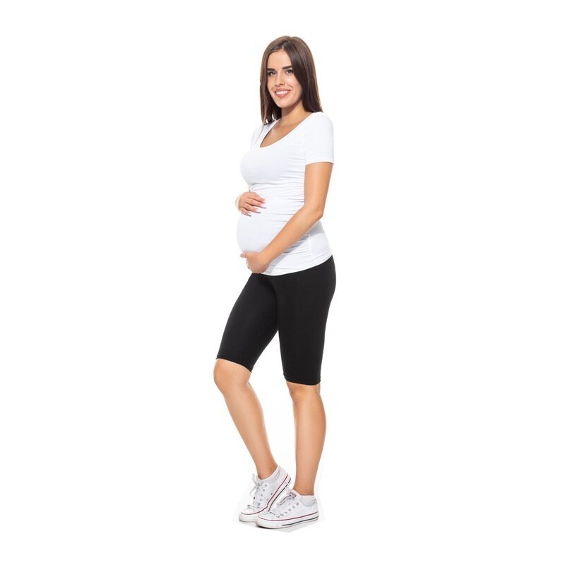 Colanti scurti, Qmini, Pentru gravide, Cu talie speciala, Din bumbac, Masura S, Black