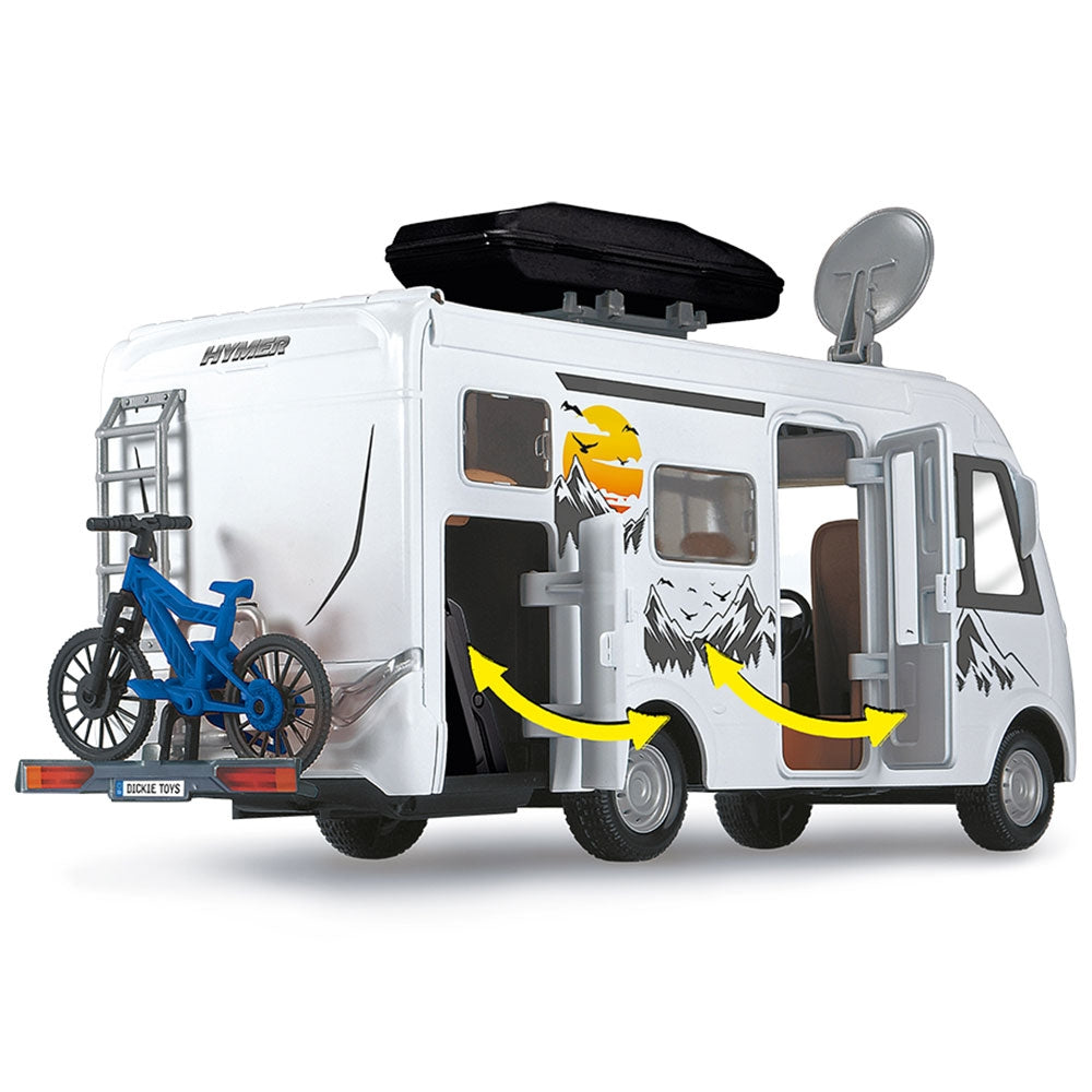 Rulota Dickie Toys Camper Hymer Camping Van Class B cu figurina si accesorii - gogobaby.ro