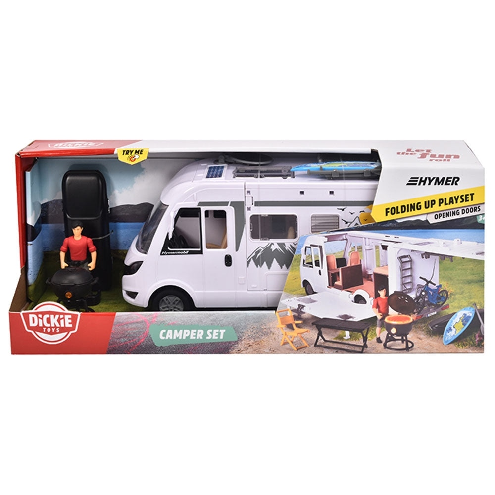 Rulota Dickie Toys Camper Hymer Camping Van Class B cu figurina si accesorii - gogobaby.ro