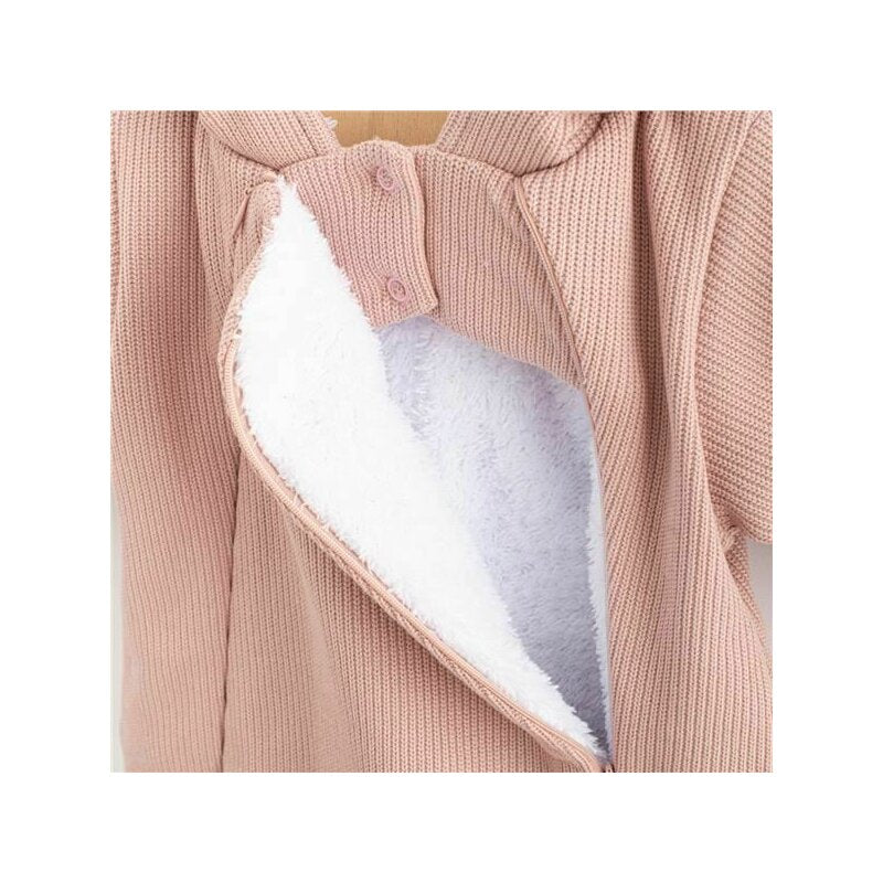 Salopeta de iarna, New Baby, Pentru bebelusi, Cu gluga, Marime 62, Din bumbac si elastan, Cu captuseala din polar, Frosty Pink