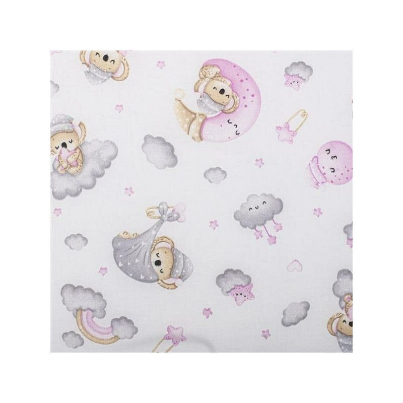 Salteluta pliabila, New Baby, Standard, Pentru patut, Cu geanta de transport inclusa, Cu husa detasabila din bumbac, Din spuma, 120x60x5 cm, 0 luni+, Koala Pink - gogobaby.ro