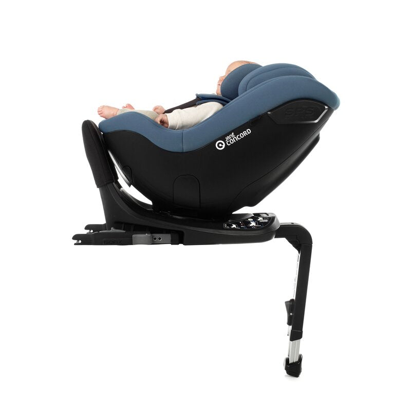 Scaun auto, Jane, Iflow I-Size, Rotire 360 grade, 40 - 105 cm, Cu Isofix si picior stabilizator, Protectie superioara in caz de impact lateral - SPS, Conform cu standardul european de securitate ECE R129, Matt Black - gogobaby.ro