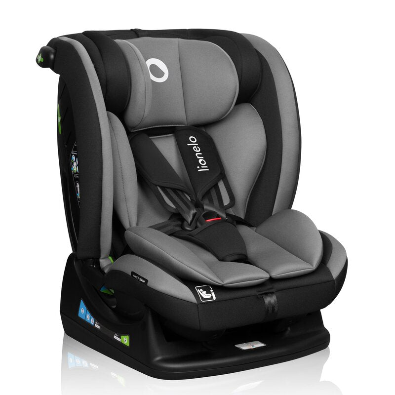 Scaun auto, Lionelo, Aart i-Size, Cu spatar inclinabil in 4 pozitii, Cu tetiera reglabila in 13 pozitii, 0-36 Kg, 40-150 cm, Cu centura siguranta in 3 puncte, Conform cu ECE R129/03, Gri - gogobaby.ro