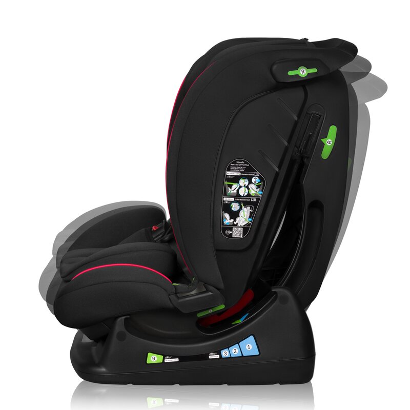 Scaun auto, Lionelo, Aart i-Size, Cu spatar inclinabil in 4 pozitii, Cu tetiera reglabila in 13 pozitii, 0-36 Kg, 40-150 cm, Cu centura siguranta in 3 puncte, Conform cu ECE R129/03, Negru/Rosu - gogobaby.ro