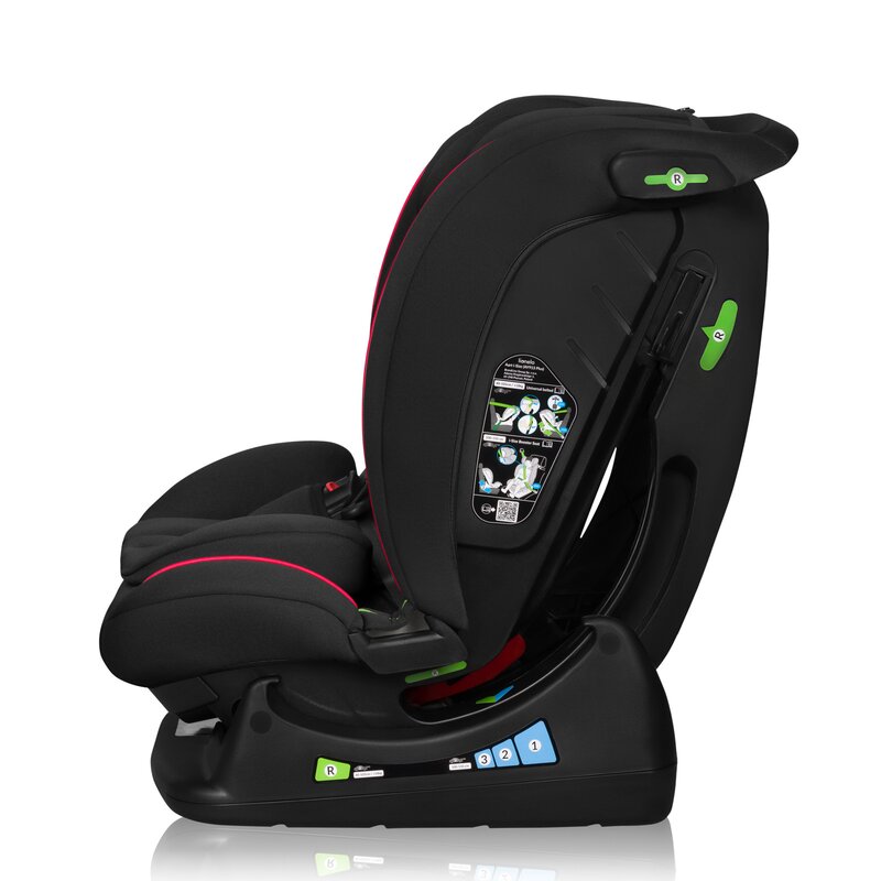 Scaun auto, Lionelo, Aart i-Size, Cu spatar inclinabil in 4 pozitii, Cu tetiera reglabila in 13 pozitii, 0-36 Kg, 40-150 cm, Cu centura siguranta in 3 puncte, Conform cu ECE R129/03, Negru/Rosu - gogobaby.ro