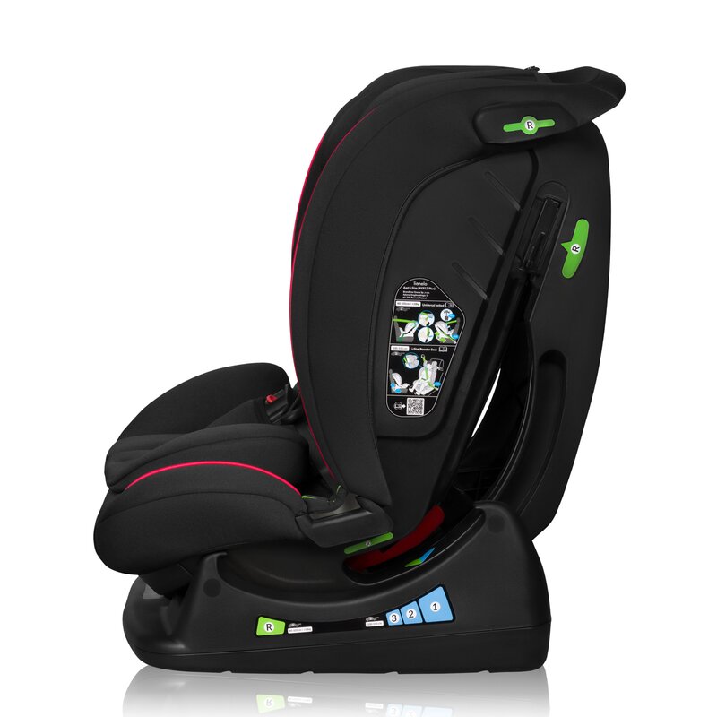 Scaun auto, Lionelo, Aart i-Size, Cu spatar inclinabil in 4 pozitii, Cu tetiera reglabila in 13 pozitii, 0-36 Kg, 40-150 cm, Cu centura siguranta in 3 puncte, Conform cu ECE R129/03, Negru/Rosu - gogobaby.ro