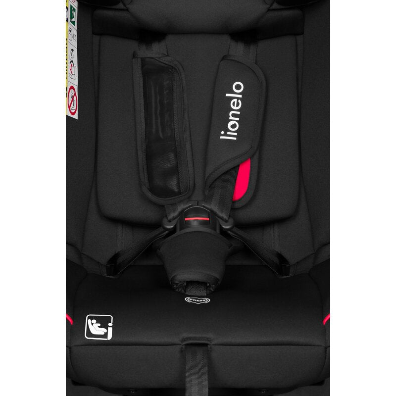 Scaun auto, Lionelo, Aart i-Size, Cu spatar inclinabil in 4 pozitii, Cu tetiera reglabila in 13 pozitii, 0-36 Kg, 40-150 cm, Cu centura siguranta in 3 puncte, Conform cu ECE R129/03, Negru/Rosu - gogobaby.ro