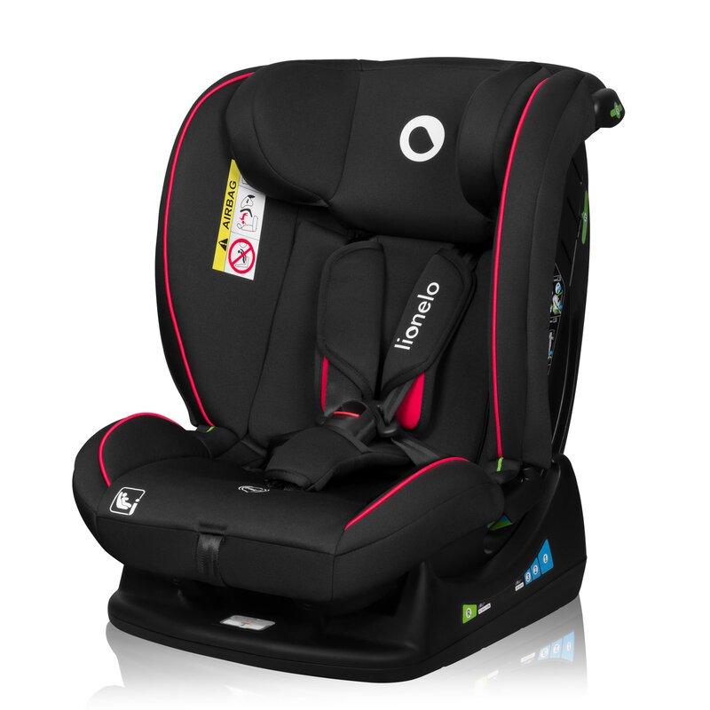 Scaun auto, Lionelo, Aart i-Size, Cu spatar inclinabil in 4 pozitii, Cu tetiera reglabila in 13 pozitii, 0-36 Kg, 40-150 cm, Cu centura siguranta in 3 puncte, Conform cu ECE R129/03, Negru/Rosu - gogobaby.ro