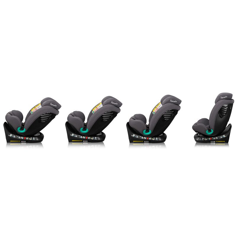 Scaun auto, Lionelo, Bastiaan One i-Size, 4 in 1, Protectie laterala, Cu spatar inclinabil in 4 pozitii, Cu tetiera reglabila in 13 pozitii, Rotire 360 grade, Top Tether, 0-36 Kg, 40-150 cm, Cu Isofix, Conform cu ECE R129, Gri - gogobaby.ro