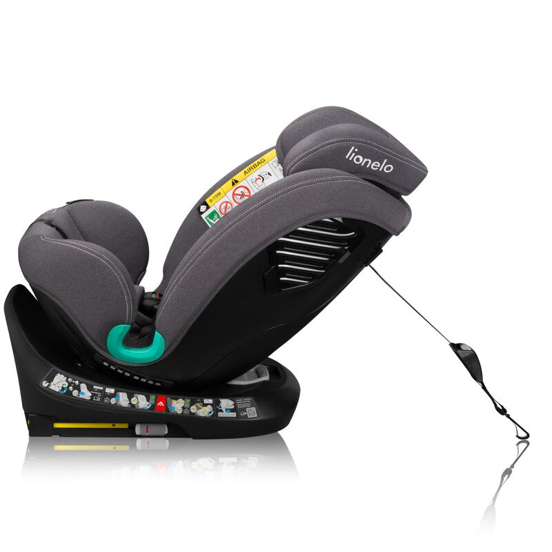 Scaun auto, Lionelo, Bastiaan One i-Size, 4 in 1, Protectie laterala, Cu spatar inclinabil in 4 pozitii, Cu tetiera reglabila in 13 pozitii, Rotire 360 grade, Top Tether, 0-36 Kg, 40-150 cm, Cu Isofix, Conform cu ECE R129, Gri - gogobaby.ro