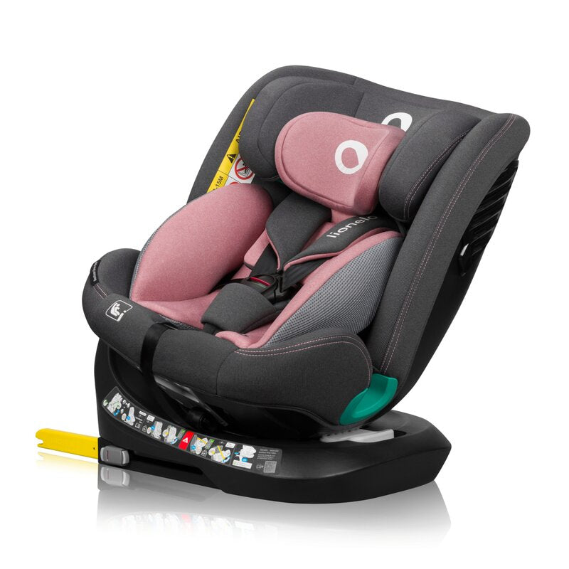 Scaun auto, Lionelo, Bastiaan One i-Size, 4 in 1, Protectie laterala, Cu spatar inclinabil in 4 pozitii, Cu tetiera reglabila in 13 pozitii, Rotire 360 grade, Top Tether, 0-36 Kg, 40-150 cm, Cu Isofix, Conform cu ECE R129, Roz - gogobaby.ro