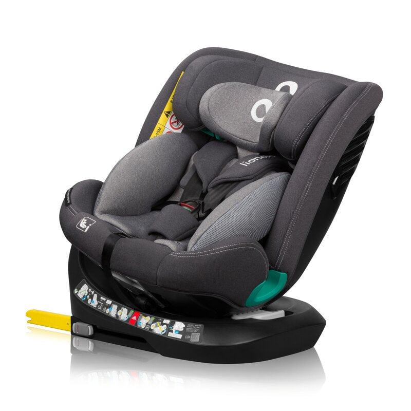 Scaun auto, Lionelo, Bastiaan One i-Size, 4 in 1, Protectie laterala, Cu spatar inclinabil in 4 pozitii, Cu tetiera reglabila in 13 pozitii, Rotire 360 grade, Top Tether, 0-36 Kg, 40-150 cm, Cu Isofix, Conform cu ECE R129, Gri - gogobaby.ro