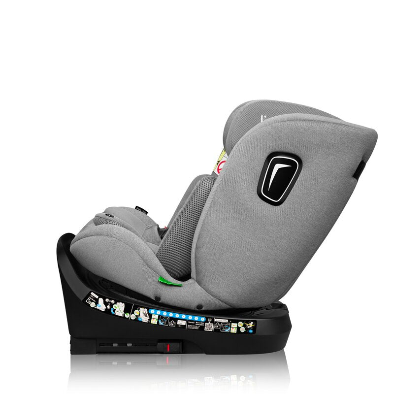 Scaun auto, Lionelo, Brave i-Size, 4 in 1, Rotire 360 grade, Protectie laterala, Cu spatar inclinabil in 5 pozitii, Cu tetiera reglabila in 12 pozitii, 0-36 Kg, 40-150 cm, Cu Isofix, Conform cu ECE R129, Gri