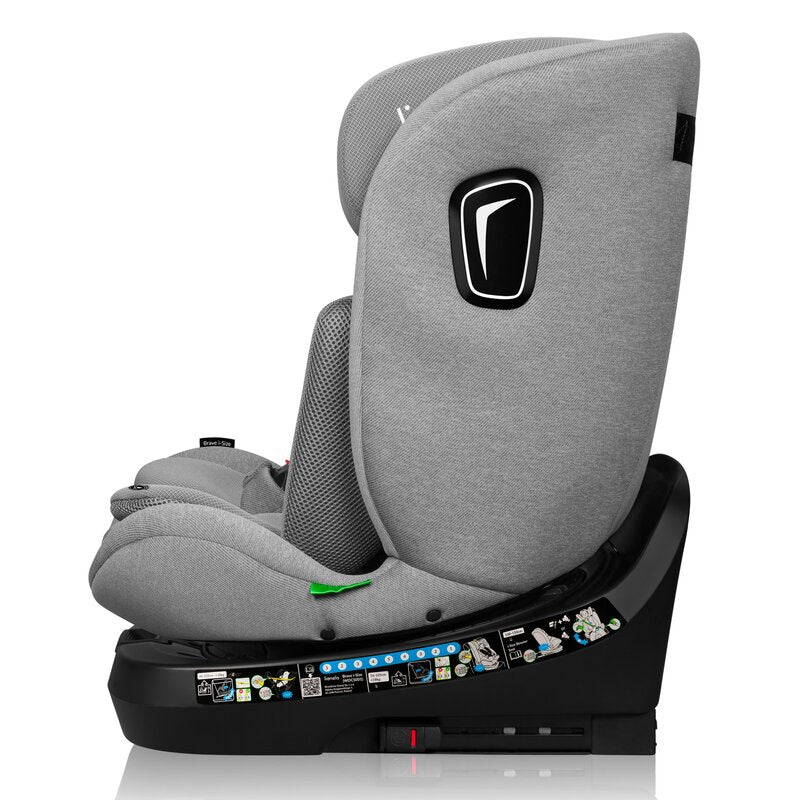 Scaun auto, Lionelo, Brave i-Size, 4 in 1, Rotire 360 grade, Protectie laterala, Cu spatar inclinabil in 5 pozitii, Cu tetiera reglabila in 12 pozitii, 0-36 Kg, 40-150 cm, Cu Isofix, Conform cu ECE R129, Gri