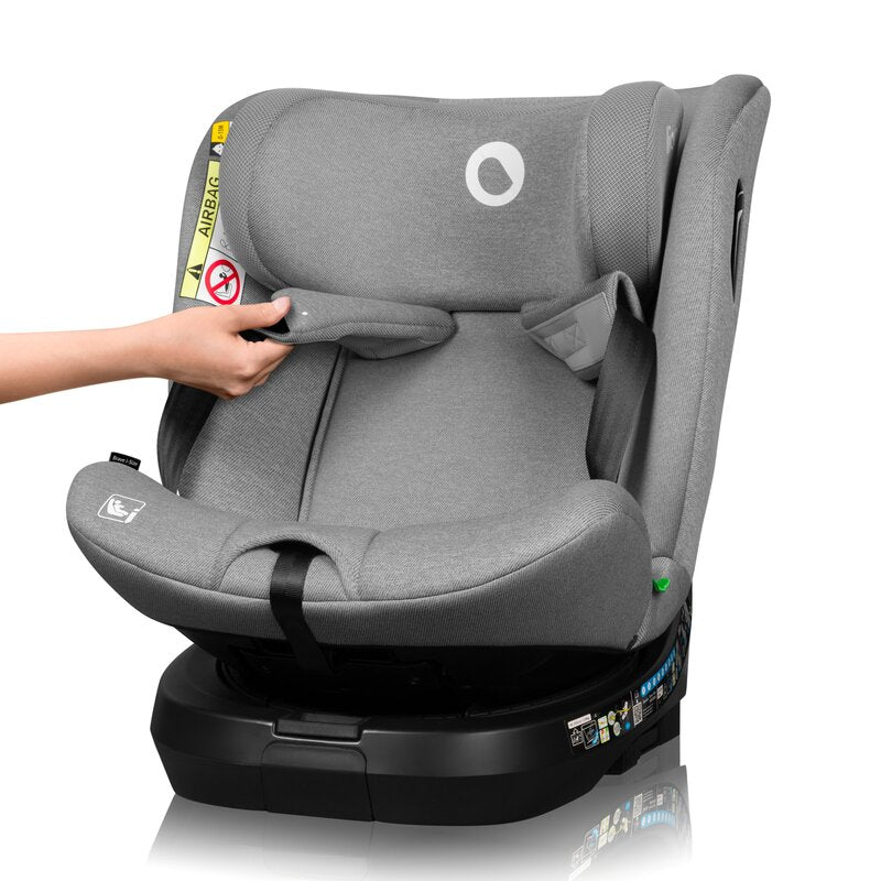 Scaun auto, Lionelo, Brave i-Size, 4 in 1, Rotire 360 grade, Protectie laterala, Cu spatar inclinabil in 5 pozitii, Cu tetiera reglabila in 12 pozitii, 0-36 Kg, 40-150 cm, Cu Isofix, Conform cu ECE R129, Gri