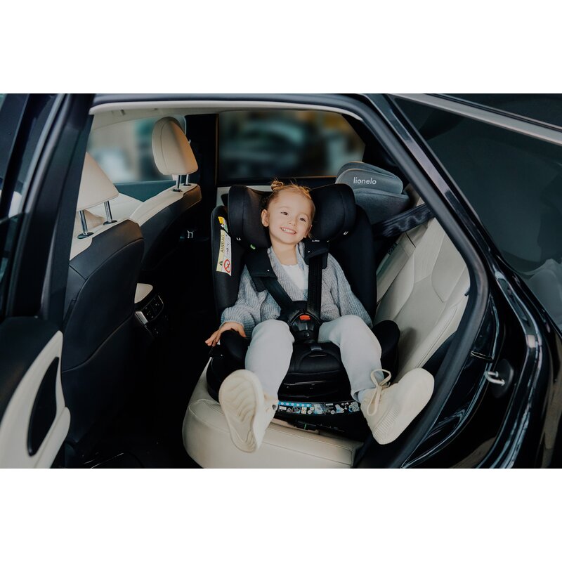 Scaun auto, Lionelo, Brave i-Size, 4 in 1, Rotire 360 grade, Protectie laterala, Cu spatar inclinabil in 5 pozitii, Cu tetiera reglabila in 12 pozitii, 0-36 Kg, 40-150 cm, Cu Isofix, Conform cu ECE R129, Gri