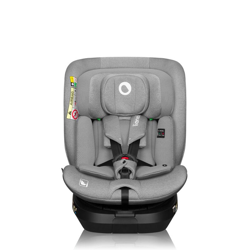 Scaun auto, Lionelo, Brave i-Size, 4 in 1, Rotire 360 grade, Protectie laterala, Cu spatar inclinabil in 5 pozitii, Cu tetiera reglabila in 12 pozitii, 0-36 Kg, 40-150 cm, Cu Isofix, Conform cu ECE R129, Gri