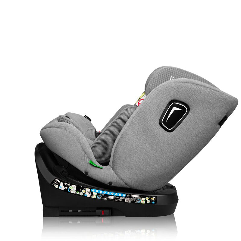 Scaun auto, Lionelo, Brave i-Size, 4 in 1, Rotire 360 grade, Protectie laterala, Cu spatar inclinabil in 5 pozitii, Cu tetiera reglabila in 12 pozitii, 0-36 Kg, 40-150 cm, Cu Isofix, Conform cu ECE R129, Gri