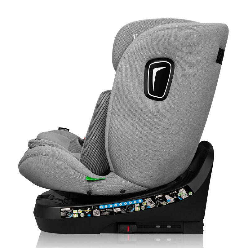 Scaun auto, Lionelo, Brave i-Size, 4 in 1, Rotire 360 grade, Protectie laterala, Cu spatar inclinabil in 5 pozitii, Cu tetiera reglabila in 12 pozitii, 0-36 Kg, 40-150 cm, Cu Isofix, Conform cu ECE R129, Gri