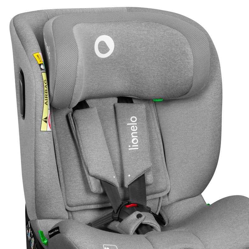Scaun auto, Lionelo, Brave i-Size, 4 in 1, Rotire 360 grade, Protectie laterala, Cu spatar inclinabil in 5 pozitii, Cu tetiera reglabila in 12 pozitii, 0-36 Kg, 40-150 cm, Cu Isofix, Conform cu ECE R129, Gri