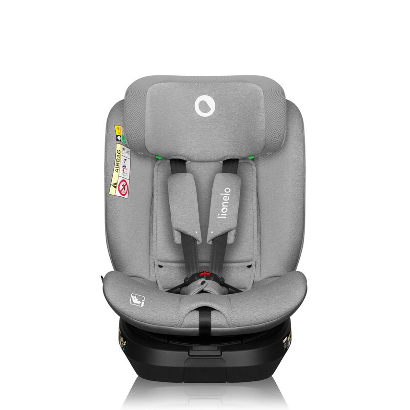 Scaun auto, Lionelo, Brave i-Size, 4 in 1, Rotire 360 grade, Protectie laterala, Cu spatar inclinabil in 5 pozitii, Cu tetiera reglabila in 12 pozitii, 0-36 Kg, 40-150 cm, Cu Isofix, Conform cu ECE R129, Gri