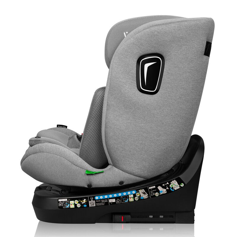 Scaun auto, Lionelo, Brave i-Size, 4 in 1, Rotire 360 grade, Protectie laterala, Cu spatar inclinabil in 5 pozitii, Cu tetiera reglabila in 12 pozitii, 0-36 Kg, 40-150 cm, Cu Isofix, Conform cu ECE R129, Gri