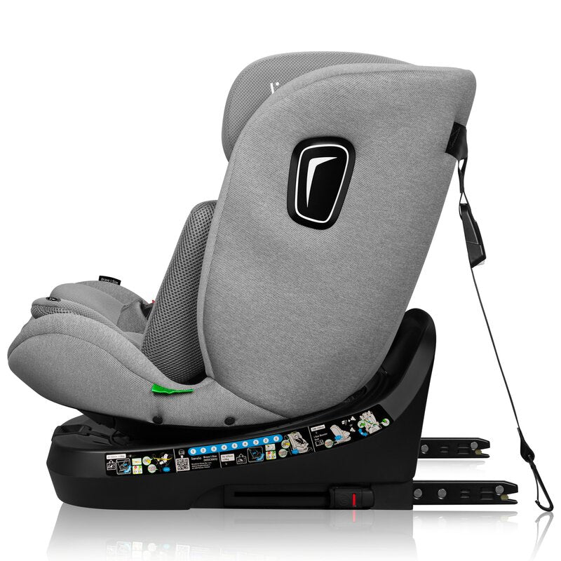 Scaun auto, Lionelo, Brave i-Size, 4 in 1, Rotire 360 grade, Protectie laterala, Cu spatar inclinabil in 5 pozitii, Cu tetiera reglabila in 12 pozitii, 0-36 Kg, 40-150 cm, Cu Isofix, Conform cu ECE R129, Gri
