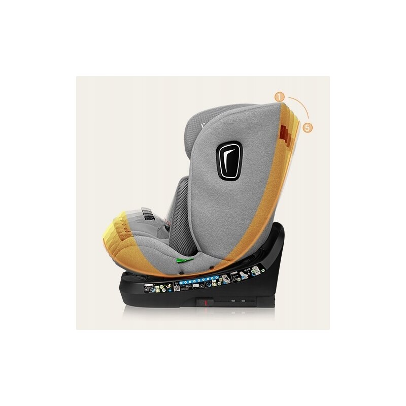 Scaun auto, Lionelo, Brave i-Size, 4 in 1, Rotire 360 grade, Protectie laterala, Cu spatar inclinabil in 5 pozitii, Cu tetiera reglabila in 12 pozitii, 0-36 Kg, 40-150 cm, Cu Isofix, Conform cu ECE R129, Gri