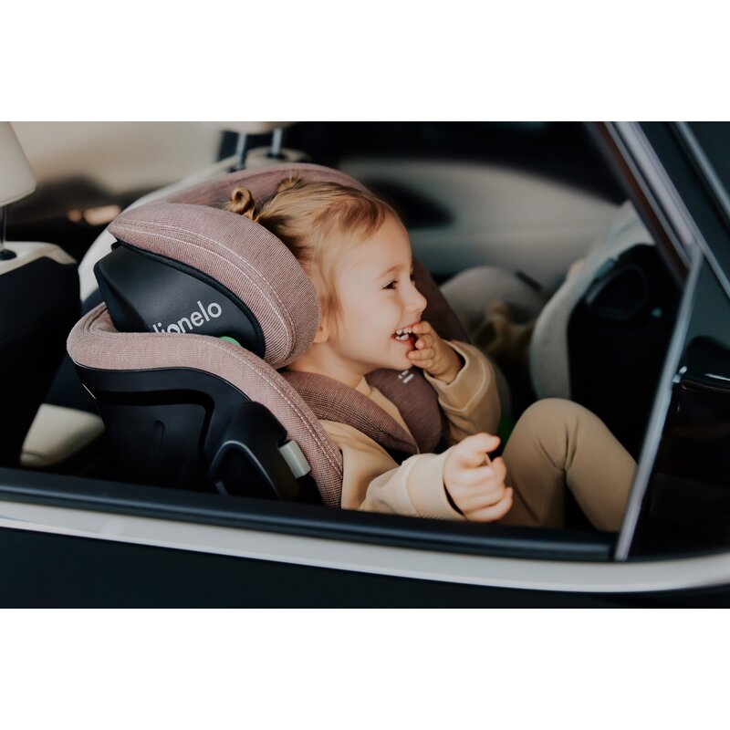 Scaun auto, Lionelo, Harmony i-Size, Rotire 360 grade, Protectie laterala, Cu spatar reglabil in 5 pozitii, Cu tetiera reglabila in 12 pozitii, 0-36 Kg, 40-150 cm, Cu Isofix, Husa din bambus, Conform cu ECE R129, Gri inchis