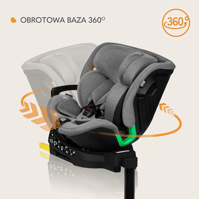 Scaun auto, Lionelo, Harmony i-Size, Rotire 360 grade, Protectie laterala, Cu spatar reglabil in 5 pozitii, Cu tetiera reglabila in 12 pozitii, 0-36 Kg, 40-150 cm, Cu Isofix, Husa din bambus, Conform cu ECE R129, Gri deschis - gogobaby.ro