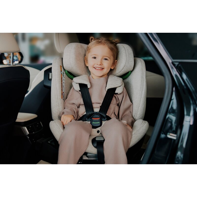 Scaun auto, Lionelo, Harmony i-Size, Rotire 360 grade, Protectie laterala, Cu spatar reglabil in 5 pozitii, Cu tetiera reglabila in 12 pozitii, 0-36 Kg, 40-150 cm, Cu Isofix, Husa din bambus, Conform cu ECE R129, Gri inchis