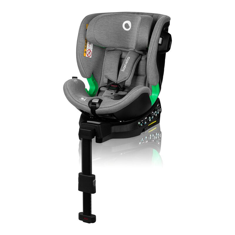 Scaun auto, Lionelo, Harmony i-Size, Rotire 360 grade, Protectie laterala, Cu spatar reglabil in 5 pozitii, Cu tetiera reglabila in 12 pozitii, 0-36 Kg, 40-150 cm, Cu Isofix, Husa din bambus, Conform cu ECE R129, Gri deschis - gogobaby.ro