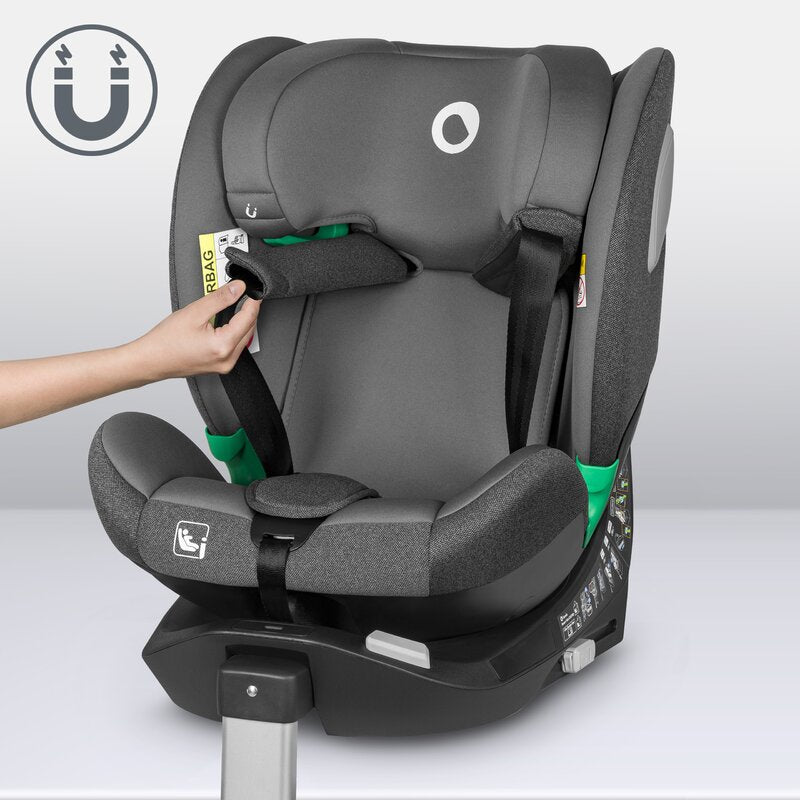 Scaun auto, Lionelo, i-Size Braam, 0-36 Kg, 40-150 cm, Cu isofix si picior de fixare, Protectie laterala, Rotire 360 grade, Ajustare spatar in 5 pozitii, Tetiera reglabila in 14 trepte, Conform cu standardul european de securitate R129, Gri - gogobaby.ro