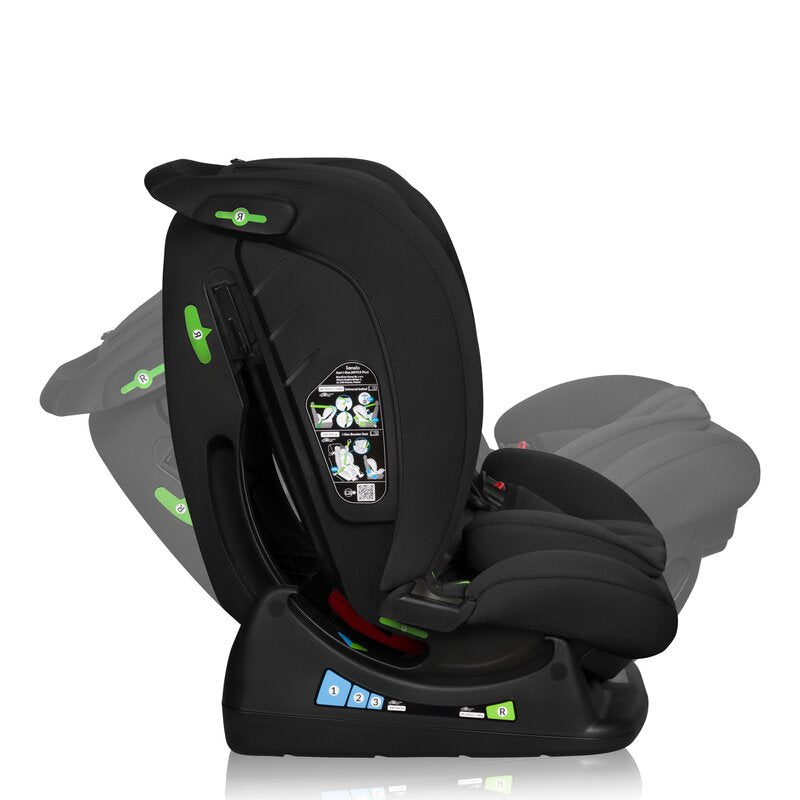 Scaun auto, Lionelo, i-Size Izzy, 0-36 Kg, 40-150 cm, Instalare cu centurile masinii, Protectie laterala, Ajustare spatar in 3 pozitii, Tetiera reglabila in 13 trepte, Conform cu R129, Negru