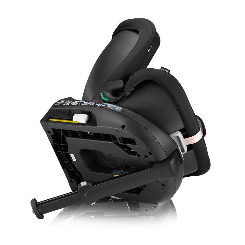 Scaun auto, Lionelo, i-Size Navy, 0-36 Kg, 40-150 cm, Cu isofix si picior de fixare, Protectie laterala, Rotire 360 grade, Ajustare spatar in 4 pozitii, Tetiera reglabila in 11 trepte, Conform cu R129, Negru/Roz - gogobaby.ro