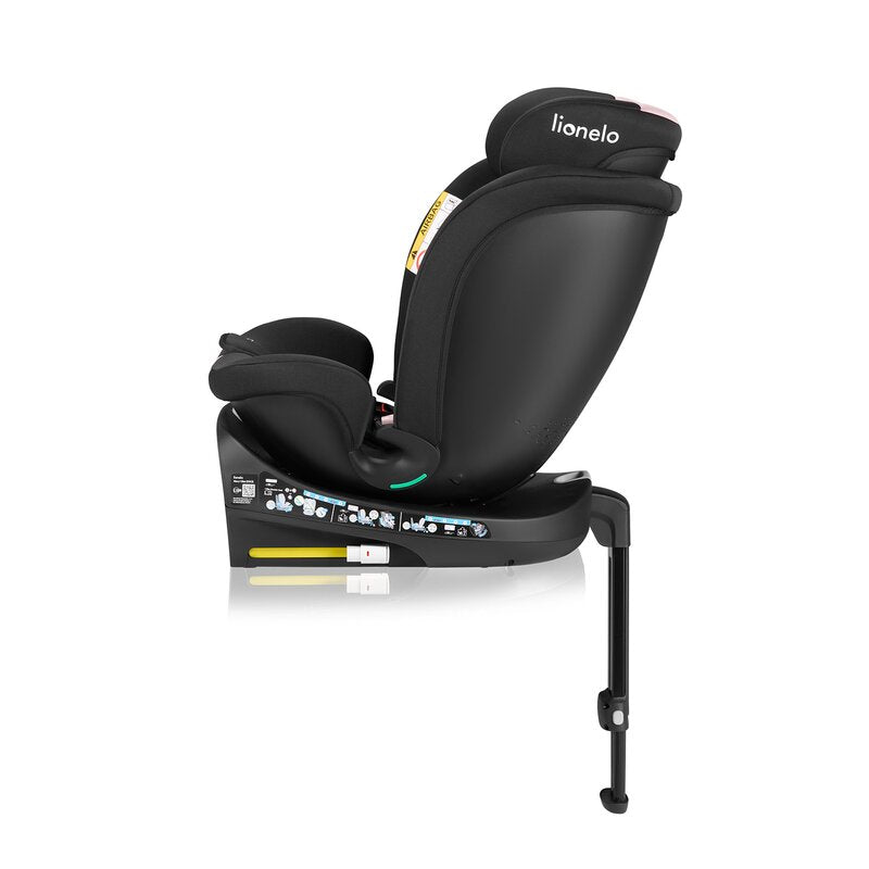 Scaun auto, Lionelo, i-Size Navy, 0-36 Kg, 40-150 cm, Cu isofix si picior de fixare, Protectie laterala, Rotire 360 grade, Ajustare spatar in 4 pozitii, Tetiera reglabila in 11 trepte, Conform cu R129, Negru/Roz - gogobaby.ro